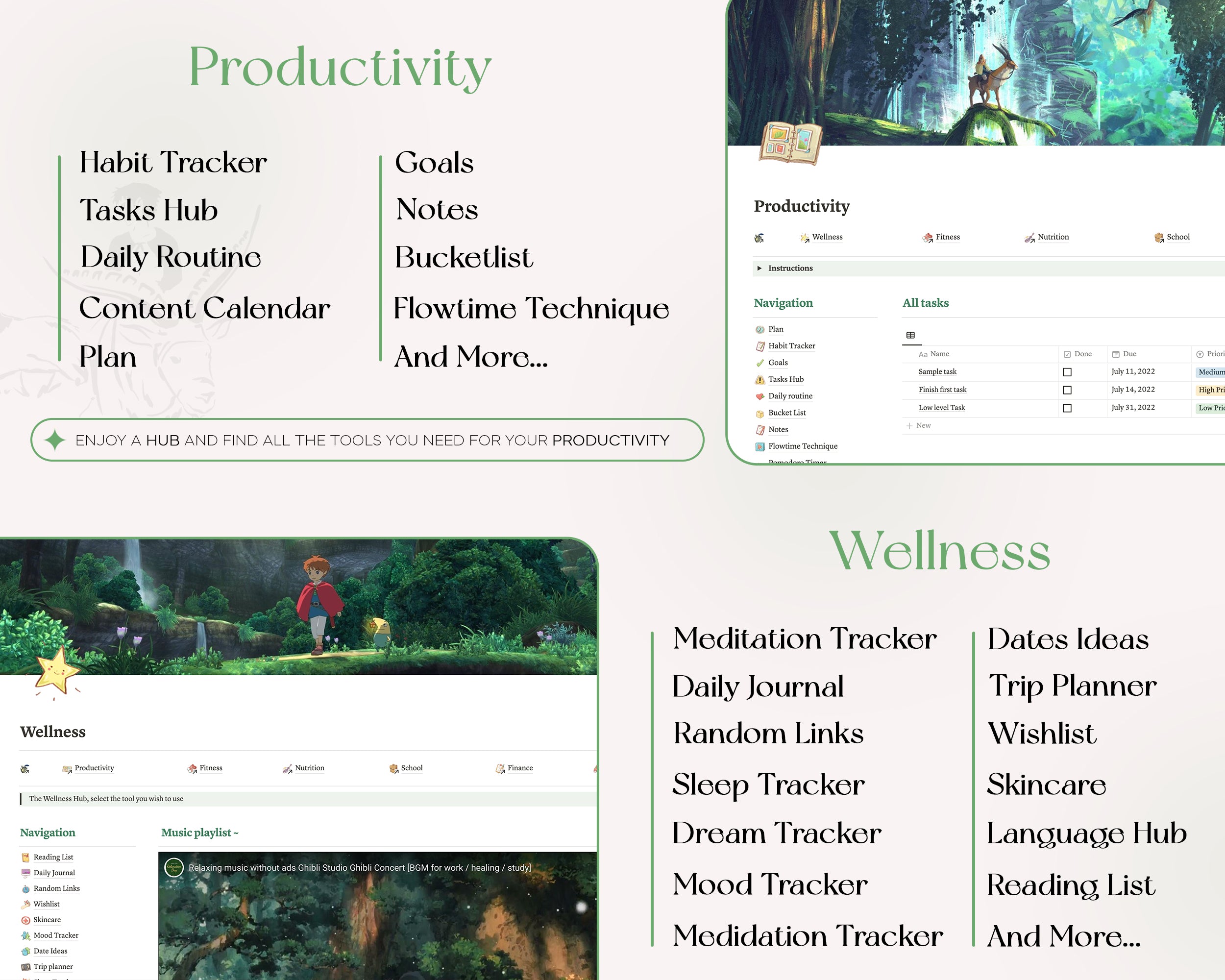 Studio Ghibli Life Planner Notion Template