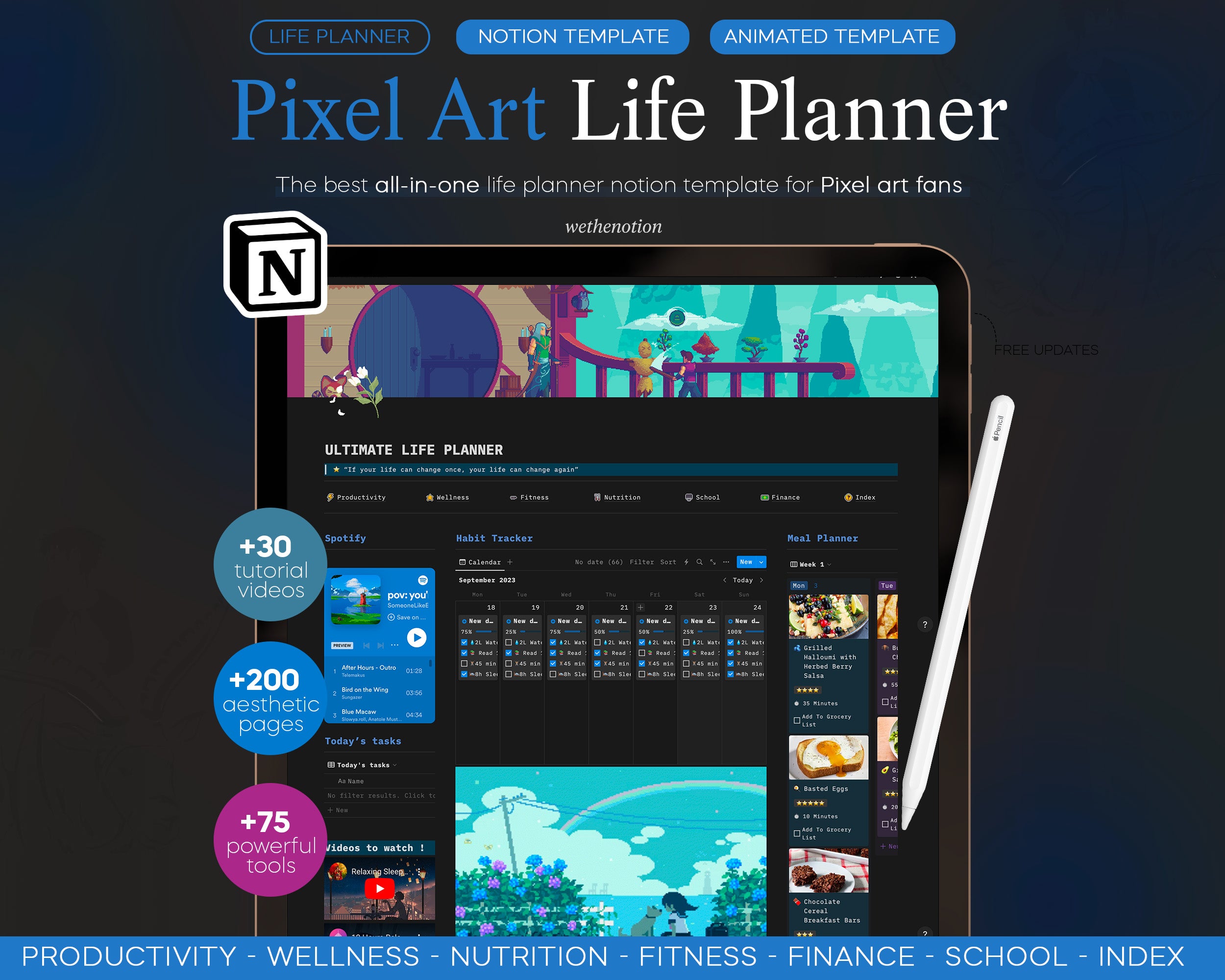 Pixel Art Life Planner Notion Template