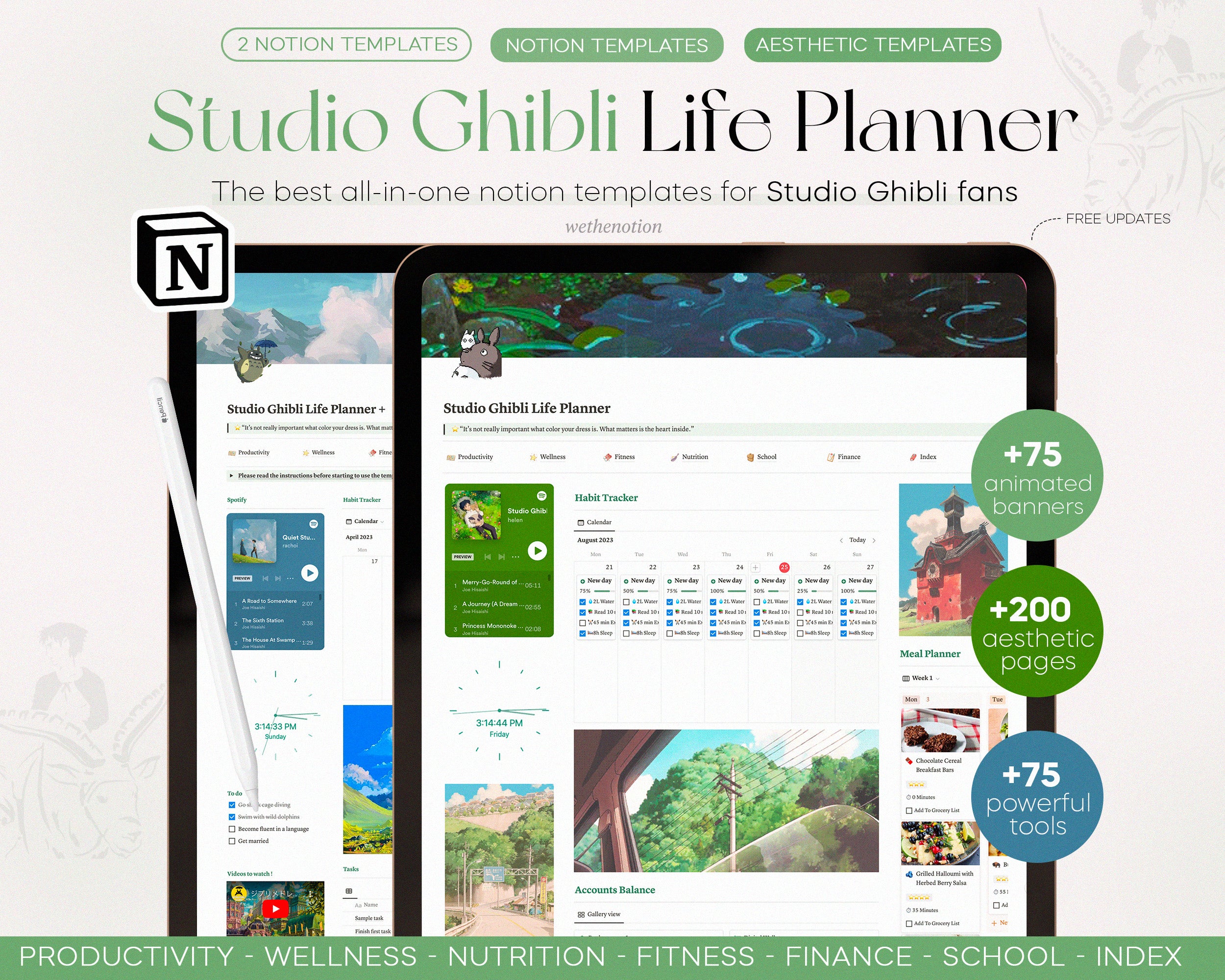 Bundle Studio Ghibli Life Planner Notion Templates