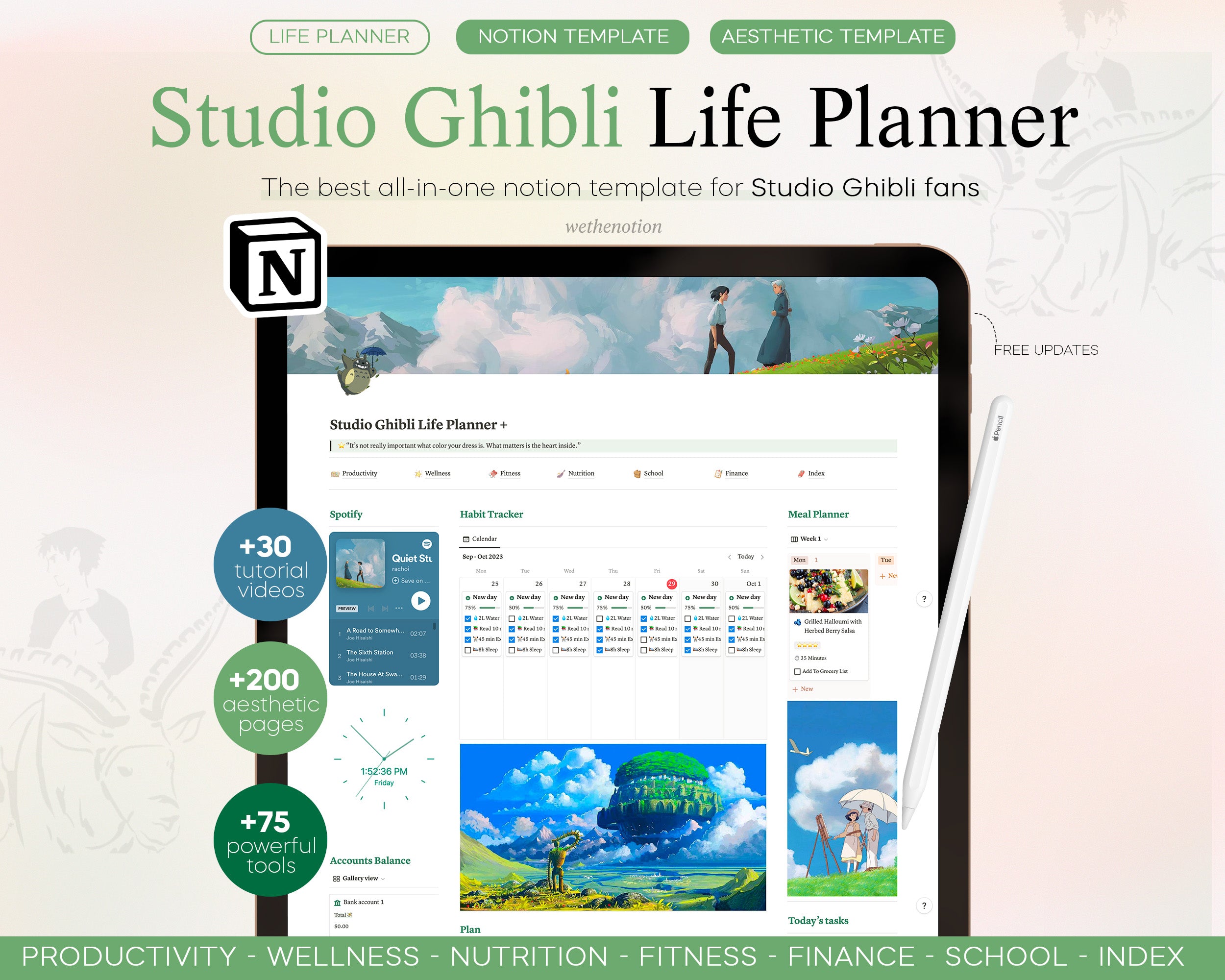 Studio Ghibli Life Planner Notion Template