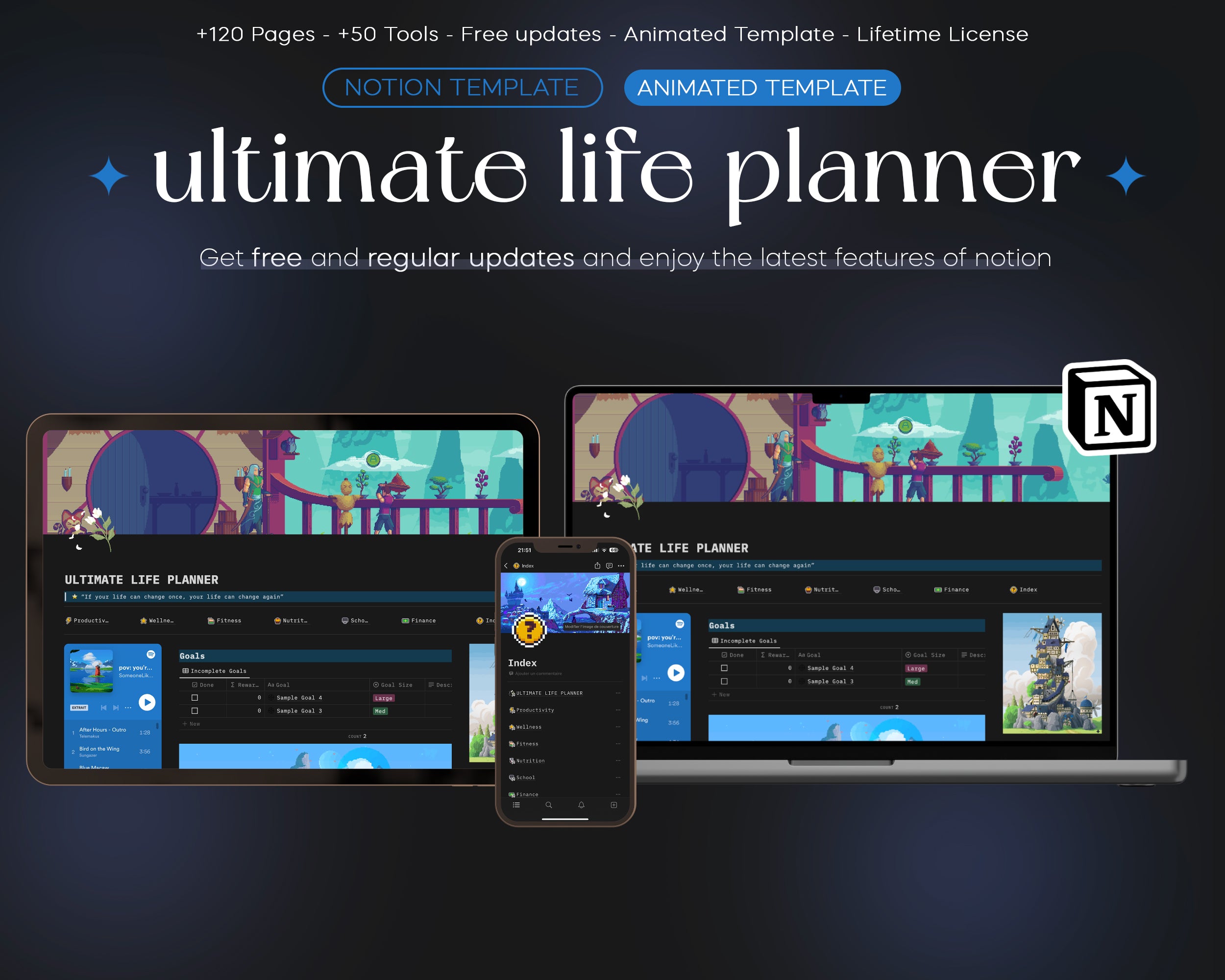 Pixel Art Life Planner Notion Template