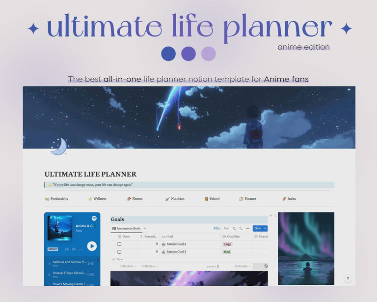 Anime Life Planner Notion Template