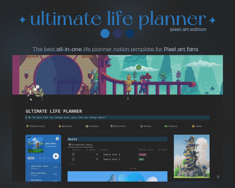Pixel Art Life Planner Notion Template